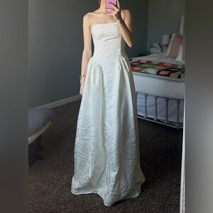 Gorgeous Extravagance White Floral Jacquard Maxi Dress